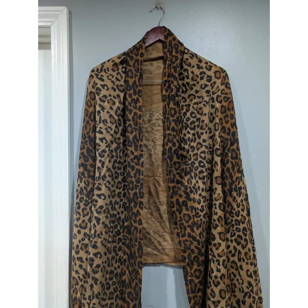 Tashia Pashmina London Women's Leopard Print Shawl Scarf Cashmere Silk Fringe